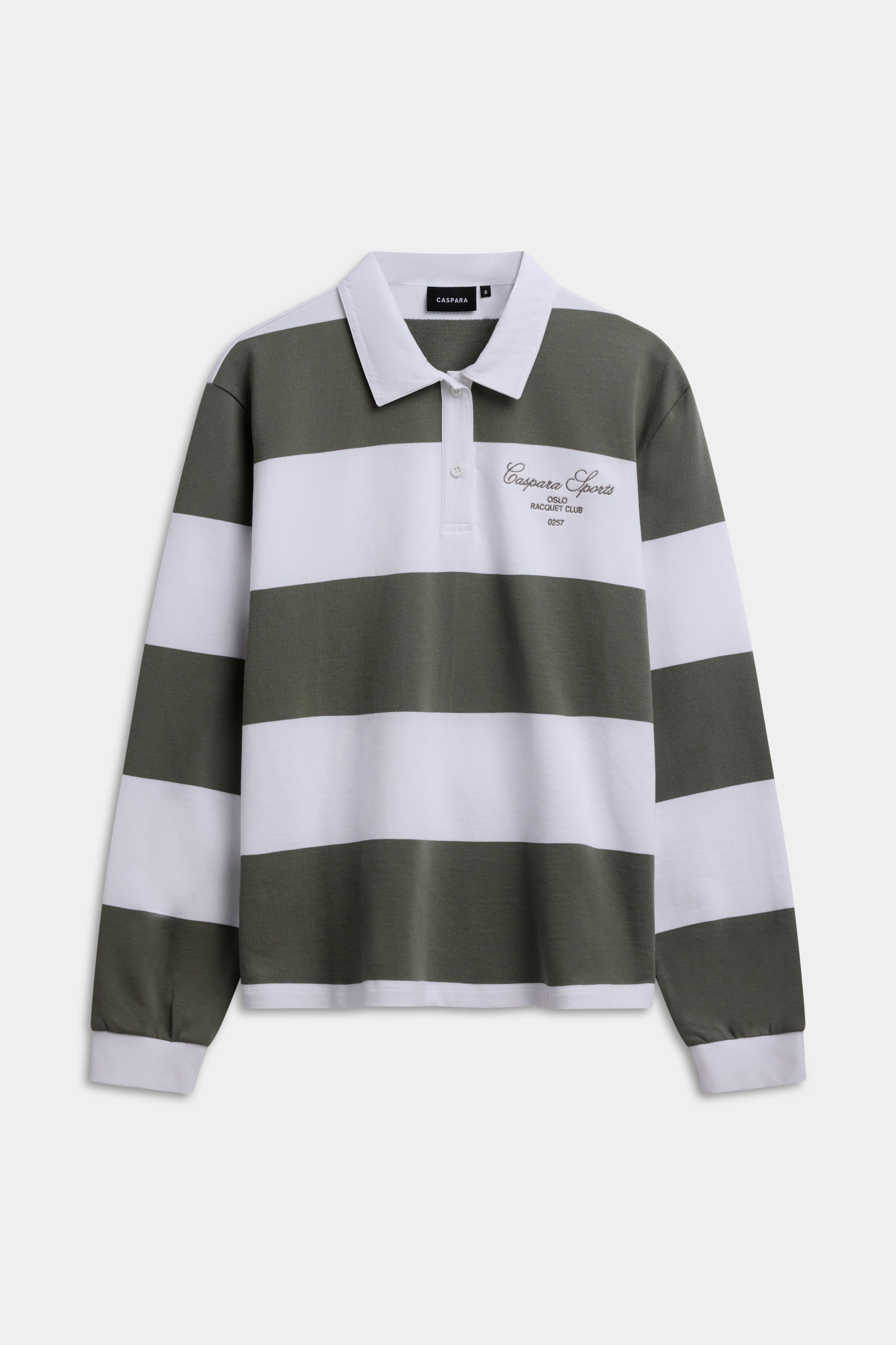 M. Cotton Rugby Shirt - Stripes White/Dark Olive
